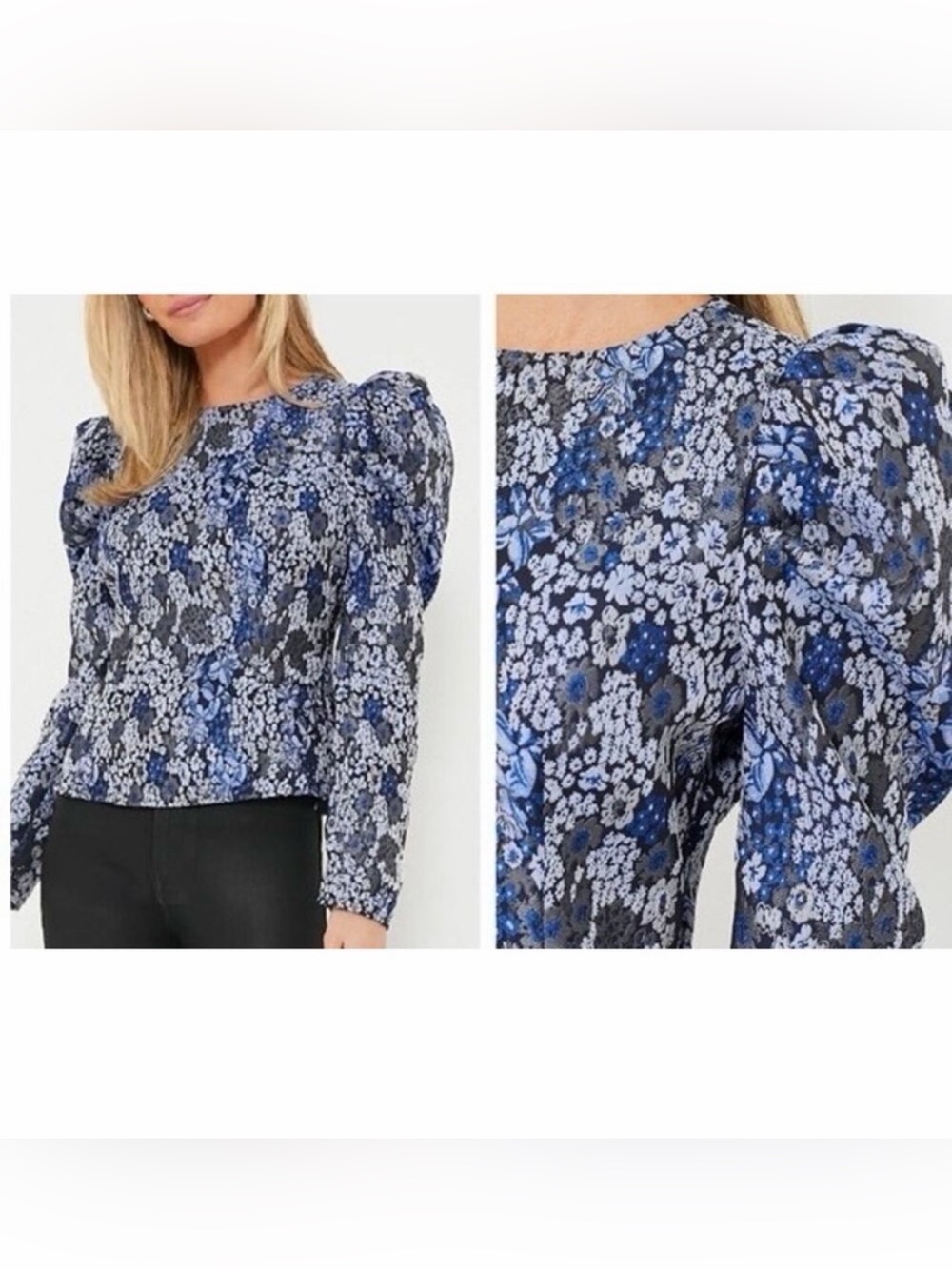 NWT Tuckernuck Hyacinth House Priscilla Jacquard Puff Sleeve Top Size Small